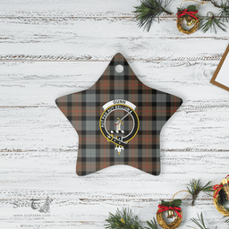 Scottish Gunn Weathered Clan Tartan Crest Star Ceramic Ornament