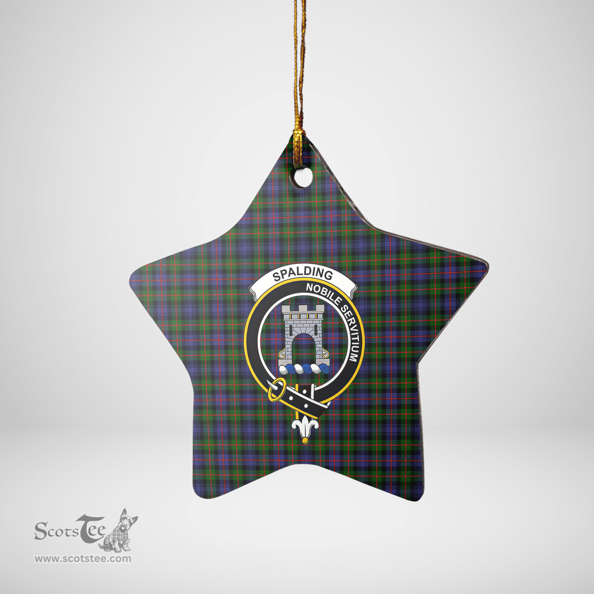 Scottish Spalding Murray of Atholl Modern Clan Tartan Crest Star Ceramic Ornament
