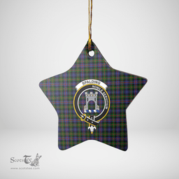 Scottish Spalding Murray of Atholl Modern Clan Tartan Crest Star Ceramic Ornament