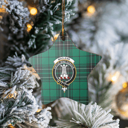 Scottish MacLean Hunting Ancient Clan Tartan Crest Star Ceramic Ornament