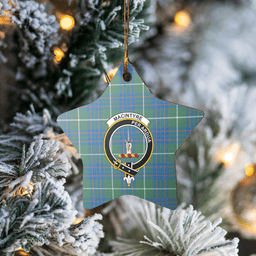 Scottish MacIntyre Hunting Ancient Clan Tartan Crest Star Ceramic Ornament