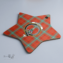 Scottish Morrison Red Ancient Clan Tartan Crest Star Ceramic Ornament