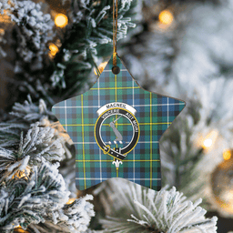 Scottish MacNeill of Barra Ancient Clan Tartan Crest Star Ceramic Ornament