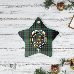 Scottish MacAulay Hunting Ancient Clan Tartan Crest Star Ceramic Ornament
