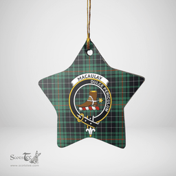 Scottish MacAulay Hunting Ancient Clan Tartan Crest Star Ceramic Ornament