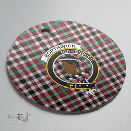 Scottish Borthwick Dress Ancient Clan Tartan Crest Round Ceramic Ornament
