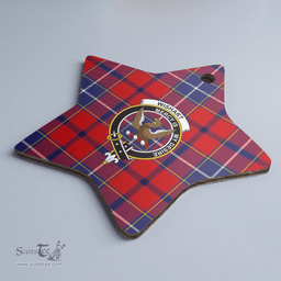 Scottish Wishart Dress Clan Tartan Crest Star Ceramic Ornament