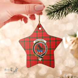 Scottish MacDonnell of Keppoch Modern Clan Tartan Crest Star Ceramic Ornament