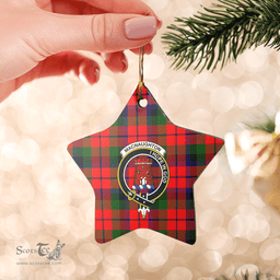 Scottish MacNaughton Modern Clan Tartan Crest Star Ceramic Ornament