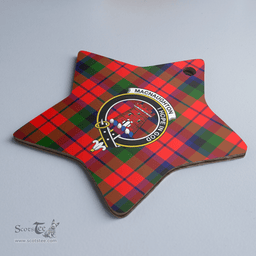 Scottish MacNaughton Modern Clan Tartan Crest Star Ceramic Ornament