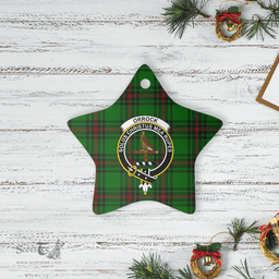 Scottish Orrock (Fife) Clan Tartan Crest Star Ceramic Ornament
