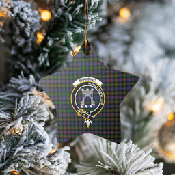 Scottish Spalding Murray of Atholl Modern Clan Tartan Crest Star Ceramic Ornament