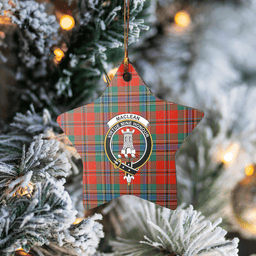 Scottish MacLean of Duart Ancient Clan Tartan Crest Star Ceramic Ornament