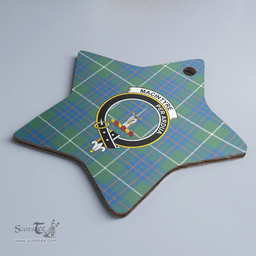 Scottish MacIntyre Hunting Ancient Clan Tartan Crest Star Ceramic Ornament
