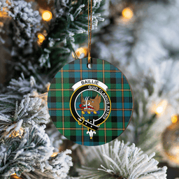 Scottish Baillie Ancient Clan Tartan Crest Round Ceramic Ornament