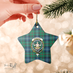 Scottish Urquhart Ancient Clan Tartan Crest Star Ceramic Ornament
