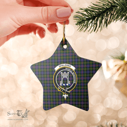 Scottish Spalding Murray of Atholl Modern Clan Tartan Crest Star Ceramic Ornament