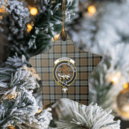 Scottish Graham of Menteith Weathered Clan Tartan Crest Star Ceramic Ornament