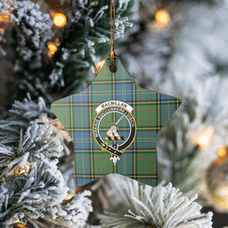 Scottish MacMillan Hunting Ancient Clan Tartan Crest Star Ceramic Ornament