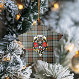 Scottish MacLeod of Harris Weathered Clan Tartan Crest Star Ceramic Ornament