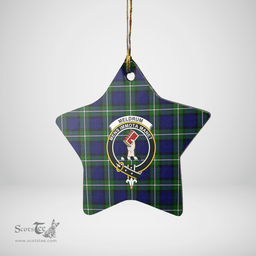 Scottish Meldrum Forbes Clan Tartan Crest Star Ceramic Ornament