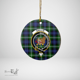 Scottish Baillie Modern Clan Tartan Crest Round Ceramic Ornament