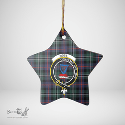 Scottish Rose Hunting Modern Clan Tartan Crest Star Ceramic Ornament