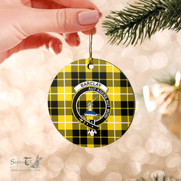 Scottish Barclay Dress Modern Clan Tartan Crest Round Ceramic Ornament