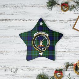 Scottish MacCallum Modern Clan Tartan Crest Star Ceramic Ornament