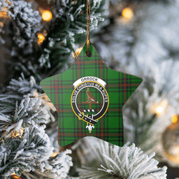 Scottish Orrock (Fife) Clan Tartan Crest Star Ceramic Ornament