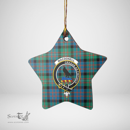Scottish MacDonnell of Glengarry Ancient Clan Tartan Crest Star Ceramic Ornament