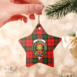 Scottish Kerr Modern Clan Tartan Crest Star Ceramic Ornament