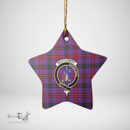 Scottish Montgomery Modern Clan Tartan Crest Star Ceramic Ornament