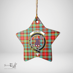 Scottish Ogilvie Clan Tartan Crest Star Ceramic Ornament