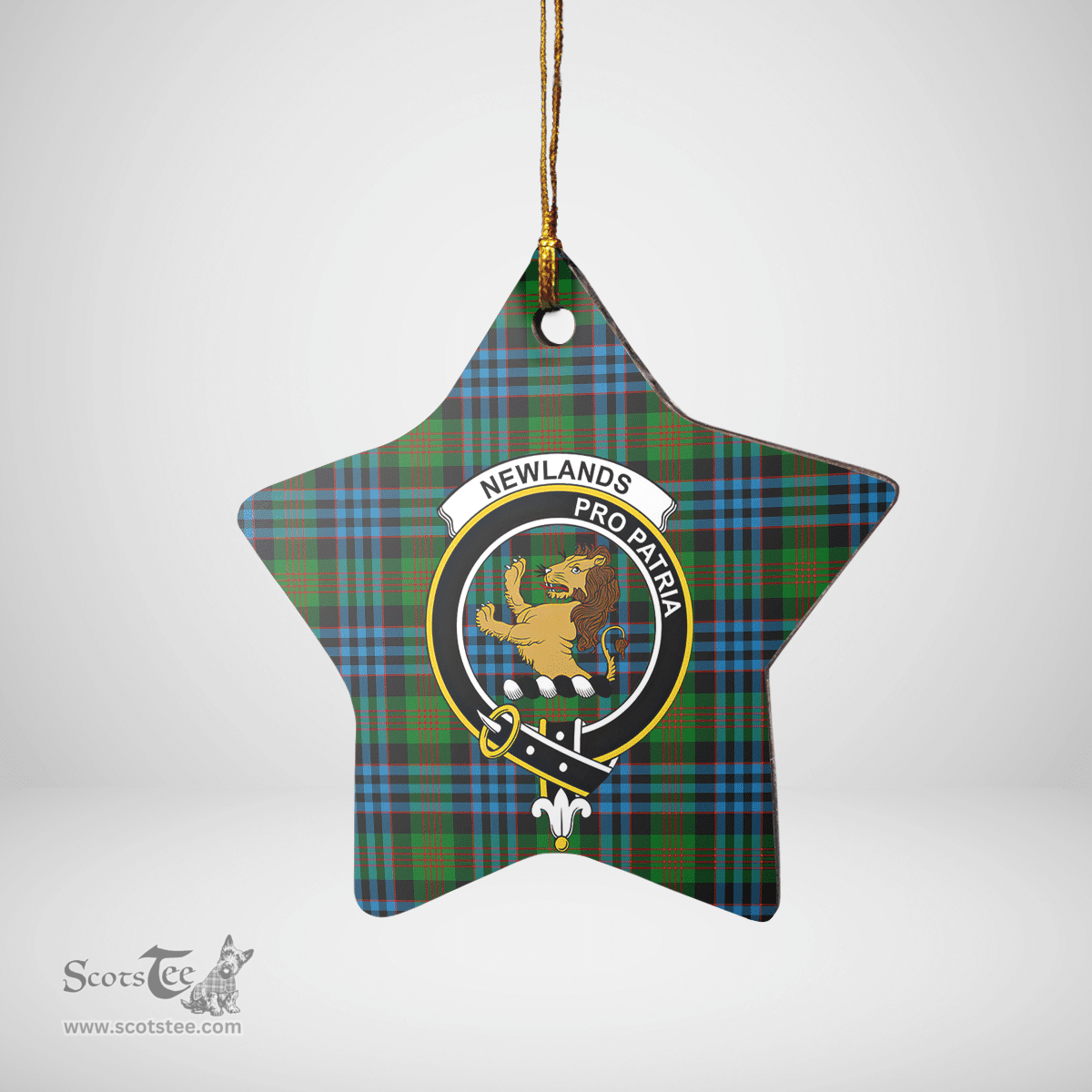 Scottish Newlands Clan Tartan Crest Star Ceramic Ornament