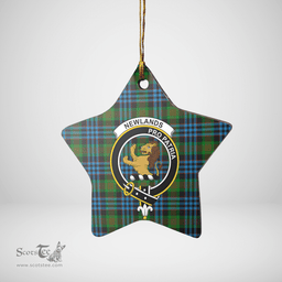 Scottish Newlands Clan Tartan Crest Star Ceramic Ornament