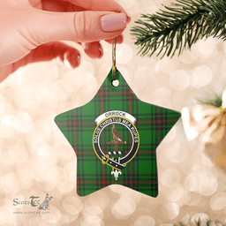 Scottish Orrock (Fife) Clan Tartan Crest Star Ceramic Ornament
