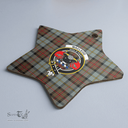 Scottish MacLeod of Harris Weathered Clan Tartan Crest Star Ceramic Ornament