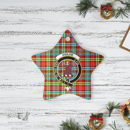 Scottish Ogilvie Clan Tartan Crest Star Ceramic Ornament