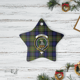 Scottish MacLaren Modern Clan Tartan Crest Star Ceramic Ornament