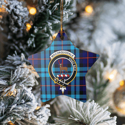 Scottish MacCorquodale Clan Tartan Crest Star Ceramic Ornament