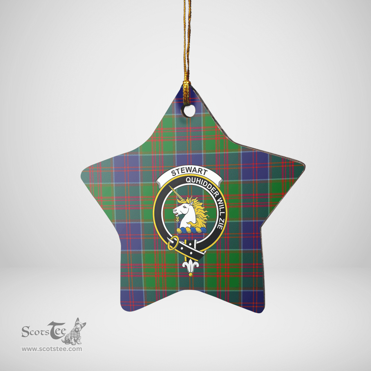 Scottish Stewart of Appin Hunting Modern Clan Tartan Crest Star Ceramic Ornament
