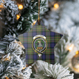 Scottish MacLaren Modern Clan Tartan Crest Star Ceramic Ornament