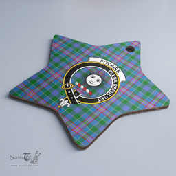 Scottish Pitcairn Hunting Clan Tartan Crest Star Ceramic Ornament