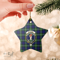 Scottish Meldrum Forbes Clan Tartan Crest Star Ceramic Ornament