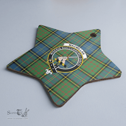 Scottish MacMillan Hunting Ancient Clan Tartan Crest Star Ceramic Ornament