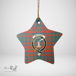 Scottish Matheson Ancient Clan Tartan Crest Star Ceramic Ornament
