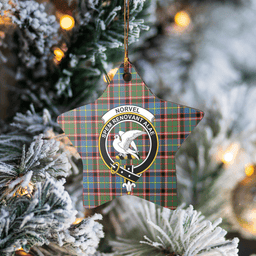 Scottish Norvel (Stirling) Clan Tartan Crest Star Ceramic Ornament