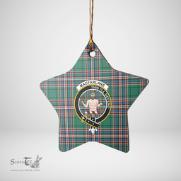 Scottish MacFarlane Hunting Ancient Clan Tartan Crest Star Ceramic Ornament