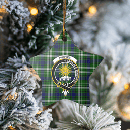 Scottish Purves (Tweedside) Clan Tartan Crest Star Ceramic Ornament